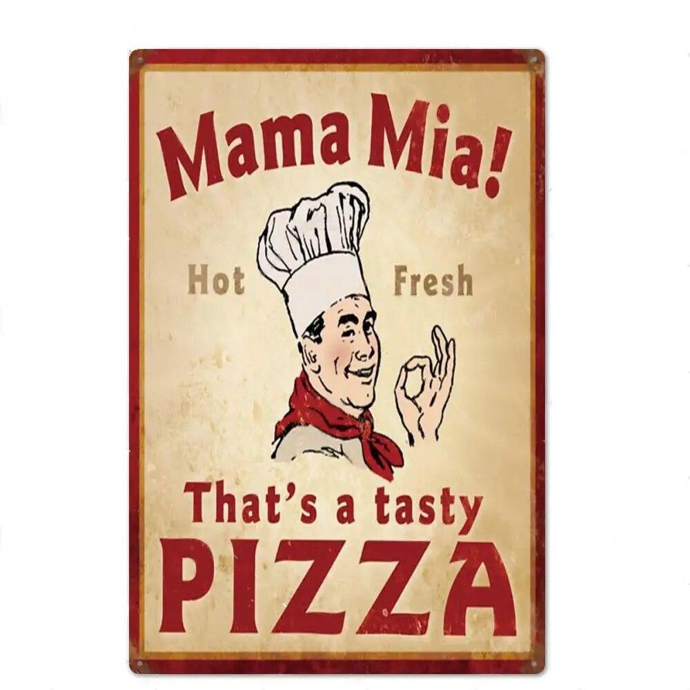 Köstliche Bäckerei Lebensmittel Metall Malerei Wand Kunst Metall Blechschilder Cafe Küche Decor Pizza Poster Vintage Plakette Wand Küche Decor