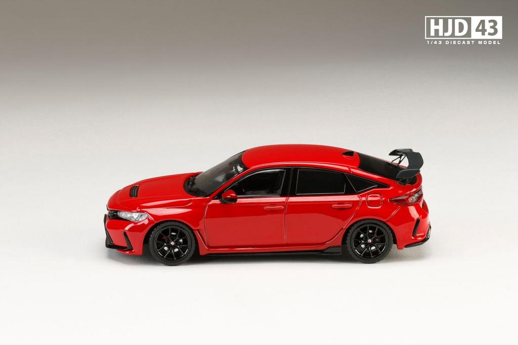 HobbyJAPAN HJD43 Scale Honda Civic TYPE R RACING BLACK Package with OEM Flame Finished Model 1/43 (FL5) Options, Red, (HJD431004R)