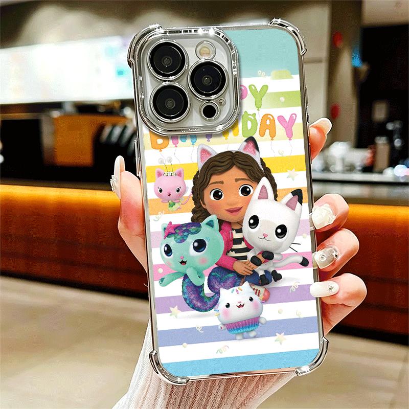 

G-Gabbys Dollhouse Cartoon Plating Phone Case For Iphone 16 17 Pro Max Air 16E 14 15 Plus 12 13 Mini Anti-Fall Airabag Cover iPhone 16