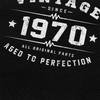 Koszulka męska vintage 1970 Aged To Perfection, T-shirt z czystej bawełny z okrągłym dekoltem i krótkim rękawem, prezent na 50. urodziny, koszulka 50 lat, odzież