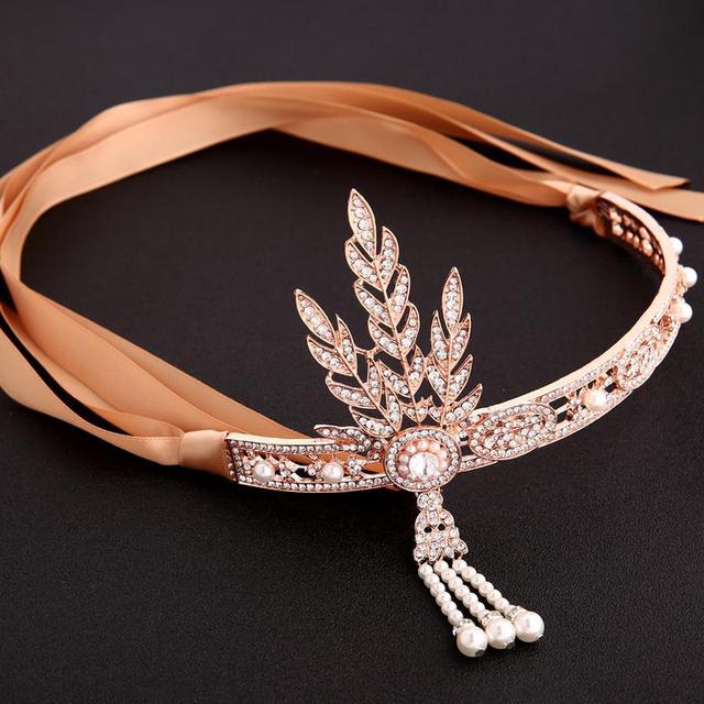1920-talls vintage hårsmykker blad brude krystall perle hodeplagg klaff Great Gatsby tiara og krone pannebånd for kvinner bryllup