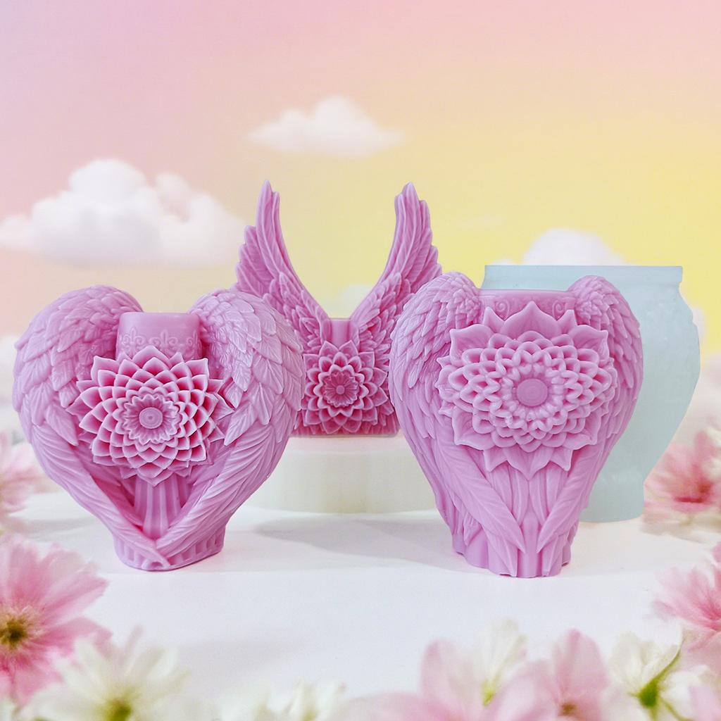Flowers Wing Handmade Candle Mold DIY Aroma Plaster Resin Ornament Silicone Molds Soy Wax Candle Making Supplies