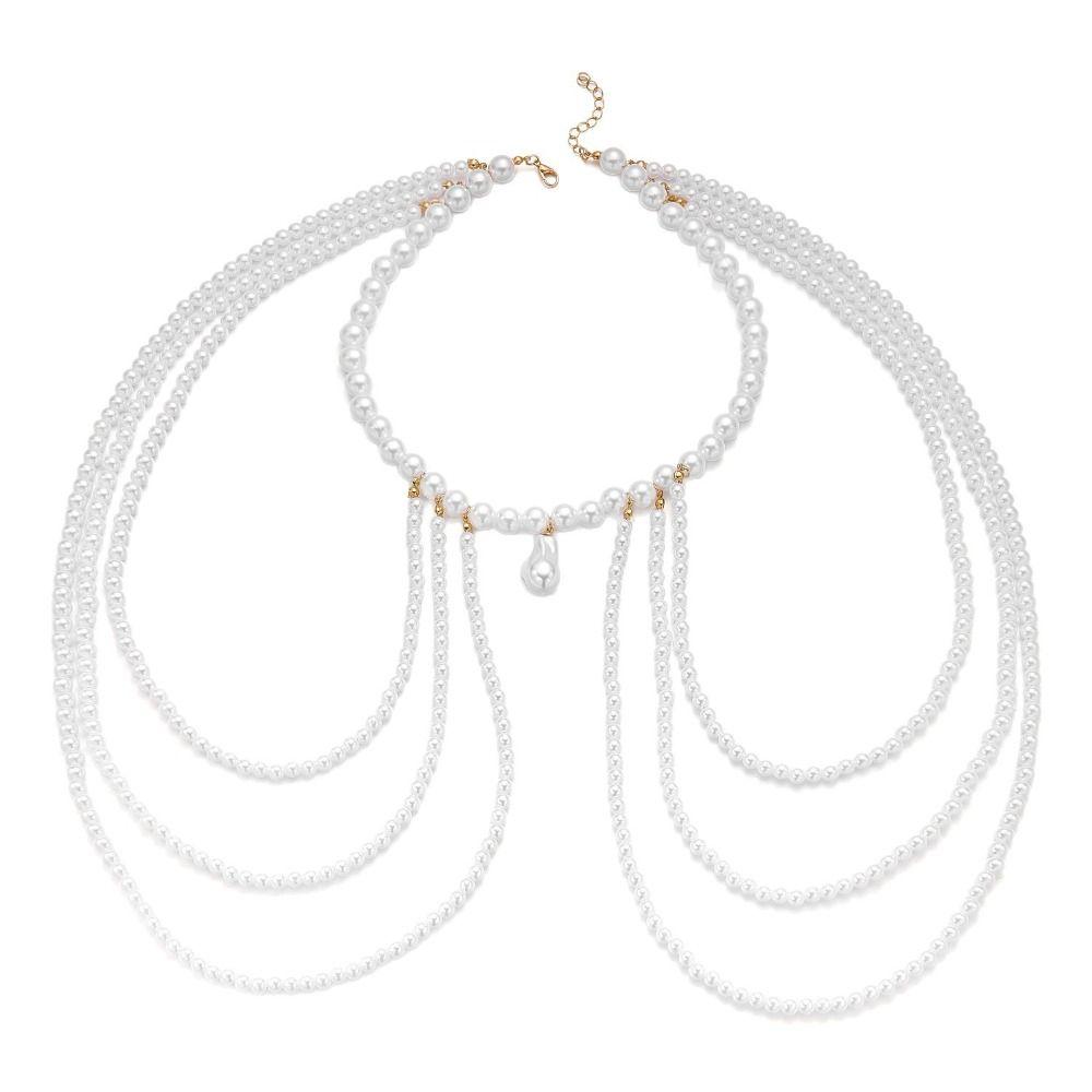 Perlen Imitation Perle Schulterkette Mehrschichtige Schulter Körperkette Bankett Partys