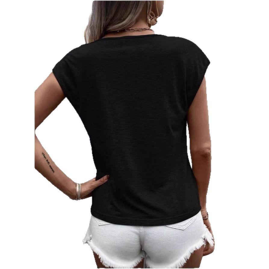 Summer V-neck 3D Love Printed Top Fashionable Casual Short Sleeved Women's T-shirts