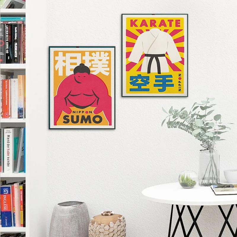 Japanische Kunst Ramen Sake Sumo Bonsai Streichholzschachtel Etikett Poster Leinwandmalerei Abstraktes Wandbild für Wohnzimmer Heimdekoration