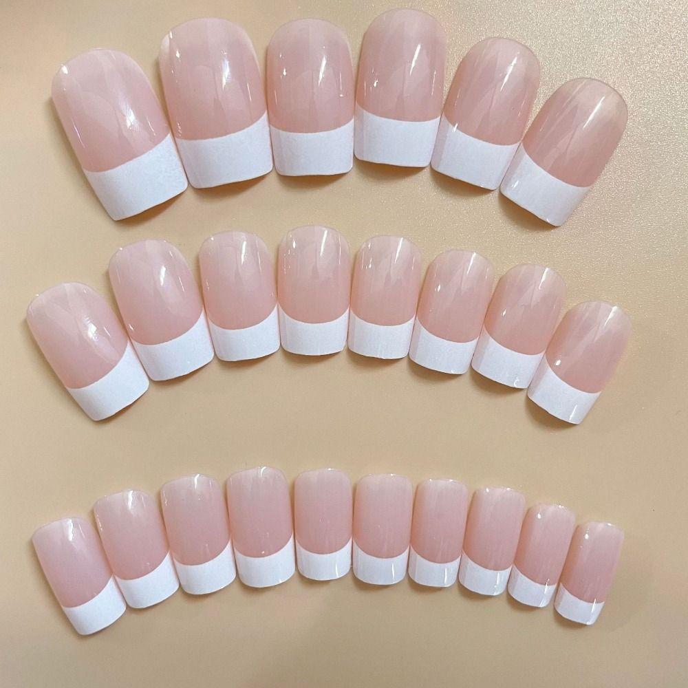 French Edge False Nails White Flowers Press on Nails New Nail Tips  Women Girls