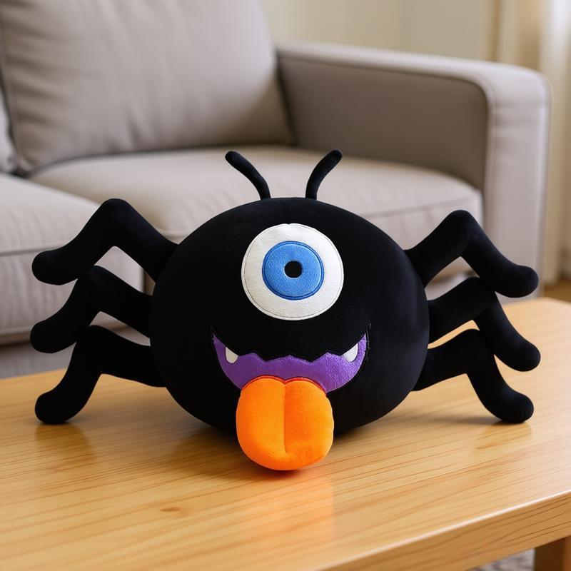 25/30CM Kawaii One Eyed Black Spider Plush Toy Soft Stuffed Doll Funny Prank Prop Goofy Animal Kids Boy Girl Birthday Gift Decor