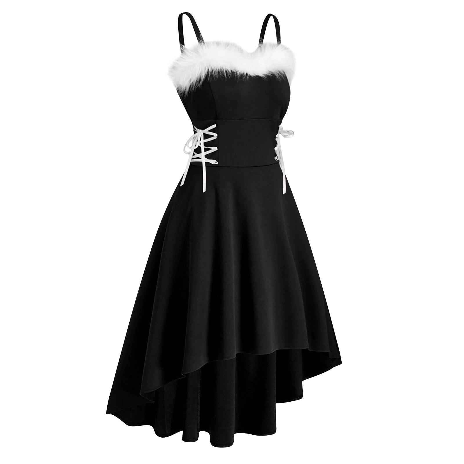 

Bunny Girl Christmas Costume - 4 Colors & 8 Sizes: Cute, Sexy, Irregular Dress with Waist Suspenders XL чёрный