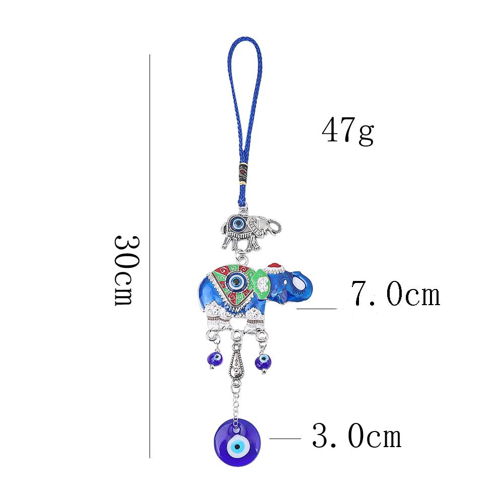 African Elephants Ganesha Animal Nazar Boncuğu Turkish Blue Devil Eye Metal Glass Wind Chime Jewelry Pendant Charm Hanging Decor