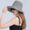 Wide Brim Stripe Bucket Hat Foldable Sun Protection Cap Breathable Fisherman Hat  Outdoor