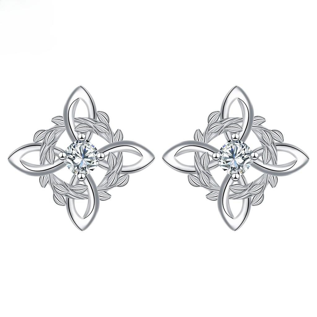 925 Sterlingového stříbra Originální náušnice pecky Uzel čarodějnic pro ženy Fialový 5A zirkon Ochranný amulet Náušnice Nudo De Bruja Šperky