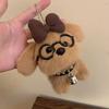 Cute Bow Glasses Puppy Keychain Cartoon Stuffed Dog Doll Keyring Lovely Backpack Pendant Decoration Car Key Holder For Girl Gift