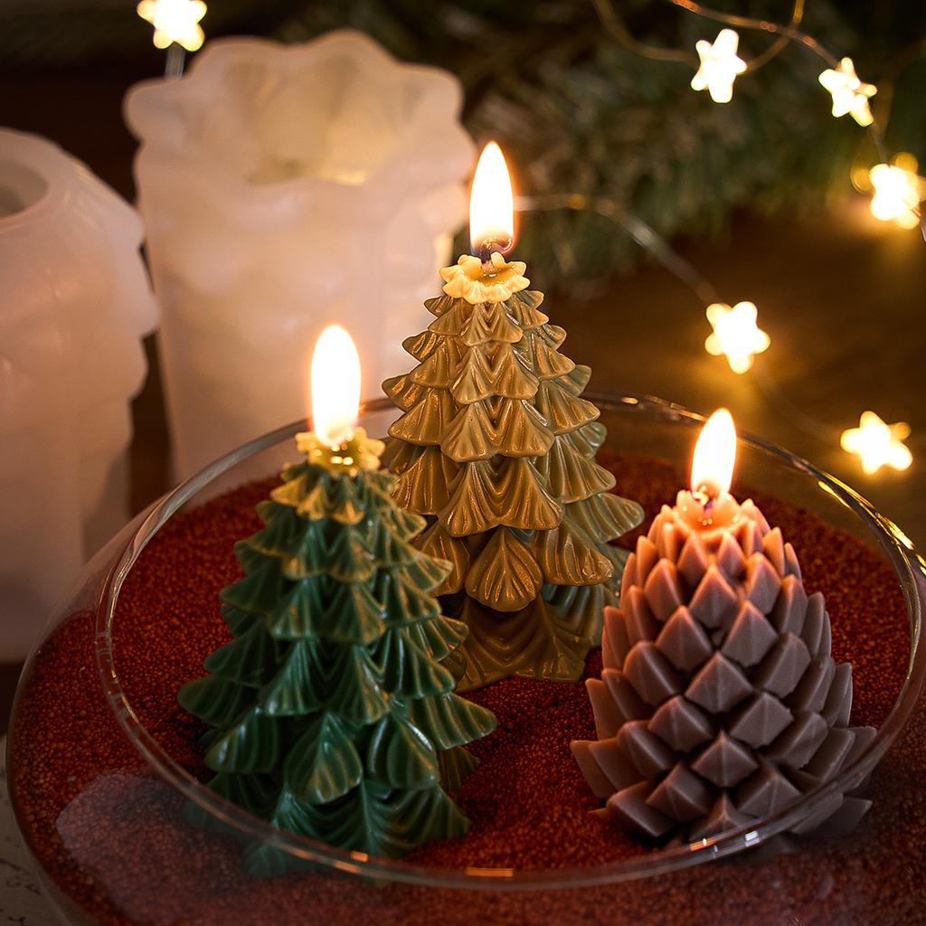 3D Christmas Tree Pine Cone Candle Mold DIY Aroma Candles Soap Silicone Molds Plaster Resin Craft Making Home Xmas Dec Art Gifts