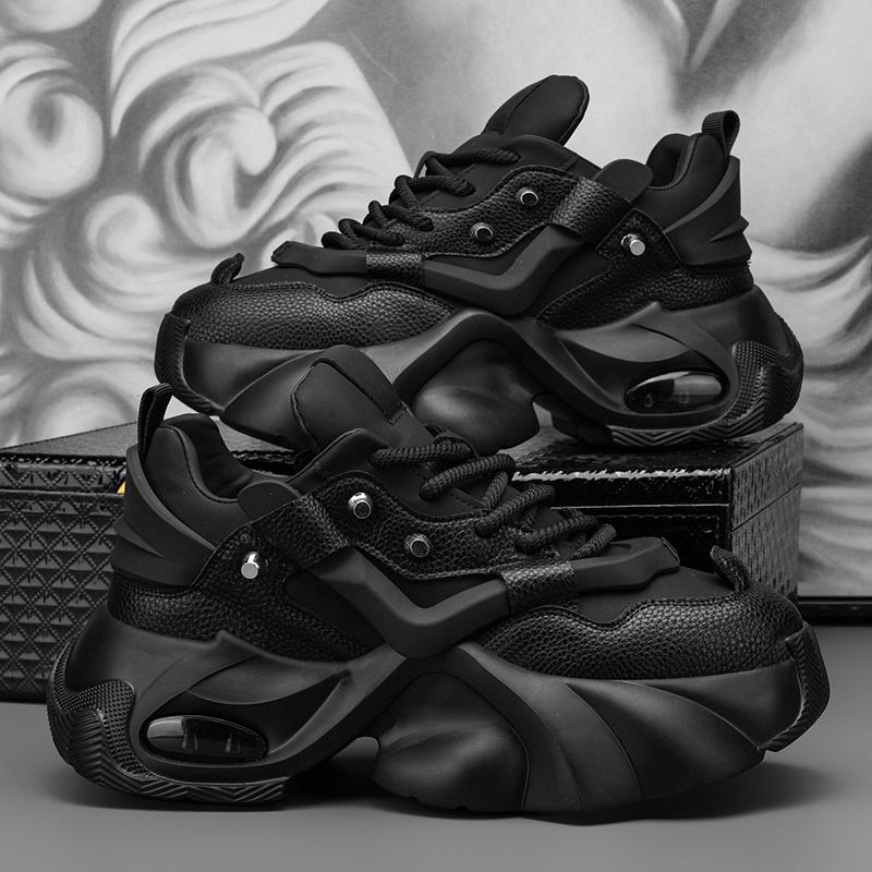 Fashion Men's White Casual Sneakers Comfortable Platform Shoes Men Designer Height Increasing Sneakers Men Lace-Up Chunky Shoes