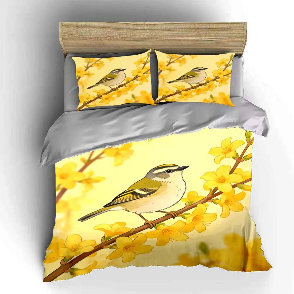 "Bird Floral Decorative Set" Soft Comfortable Duvet Cover Bedding Set Included 1*Duvet Cover & 2*Pillowcases gift