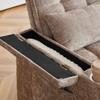 Un canapé-lit 3-en-1 de 142 cm de large avec fonction inclinable, coussins d'assise et de dossier doux comme des nuages, deux coussins lombaires, une étagère et un porte-gobelet