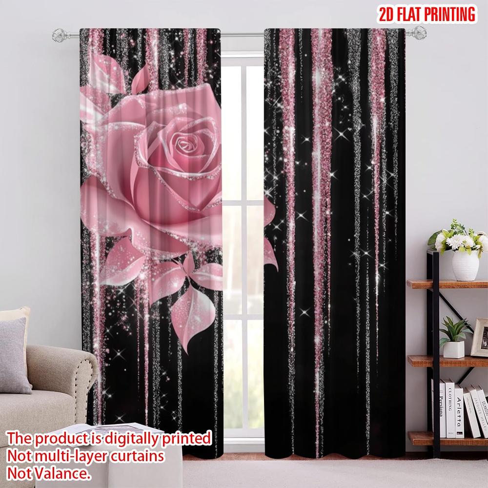 

2pcs,2D plane printing Popular Curtains Glittering Rose Versatile Polyester Fabric (without rod) Outdoor Decorations for 52.50 × 116.00 cm 2 pcs