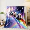 Un Groupe de Couvertures Imprimées Adorables sur le Thème des Pandas, Multi-Usage Toutes Saisons pour Sieste, Camping, Voyage, Voiture, Canapé Cadeaux de Luxe