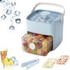 Boîte de rangement pour glace à 48 compartiments avec poignée et panier à glace, pince à glace, bleu