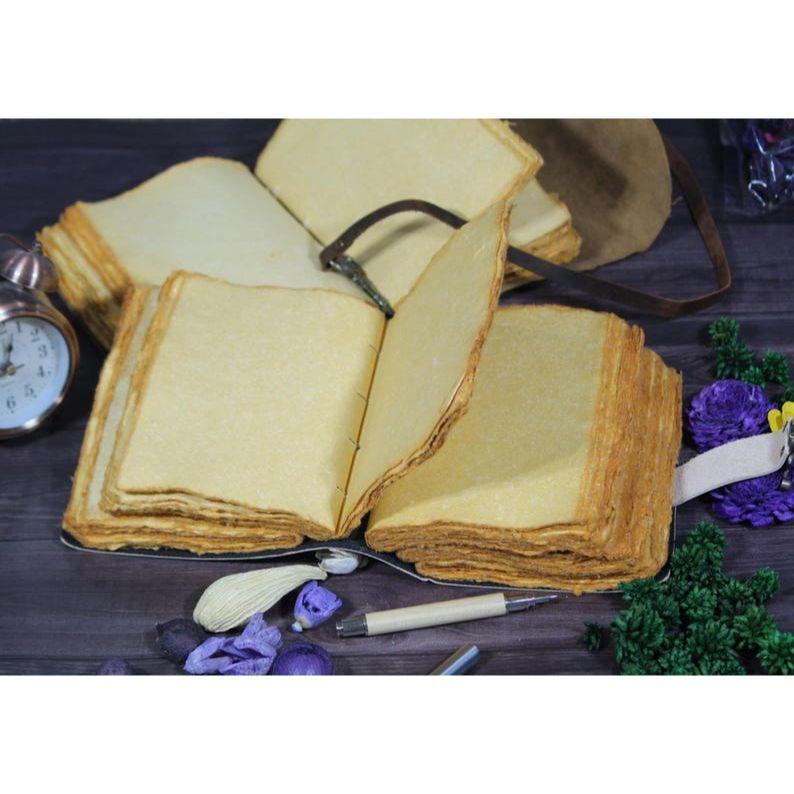 Handmade Leather Grimoire: Sun & Moon Book of Shadows