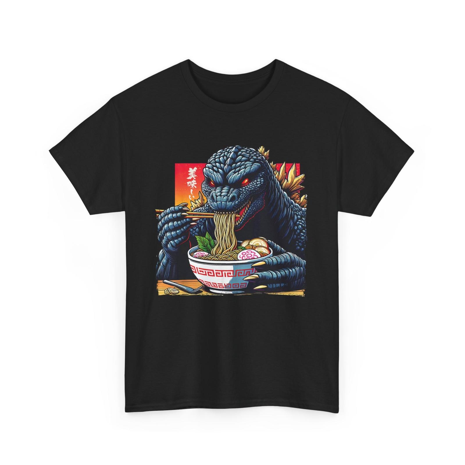 Godzilla Eating Ramen T-Shirt Mens Womens Tees Top, Japanese Monster, Vintage Japanese Film T-Shirt Mens Womens Tees Top M