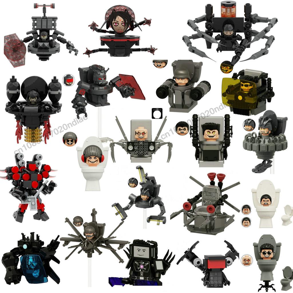 Mini Skibidi Toilet Man Figure Anime Building Block Toys Tvman Plus Titan Cameraman Speakerman Bricks Model Kid Birthday Gifts