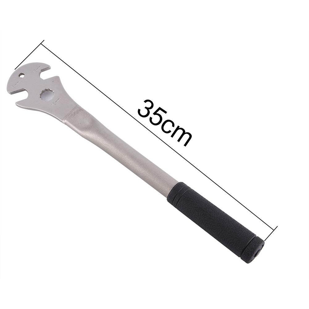 Steel Alloy 35cm Bicycle Long Handle Foot Pedal Removal Wrench Tool with 15mm Slots