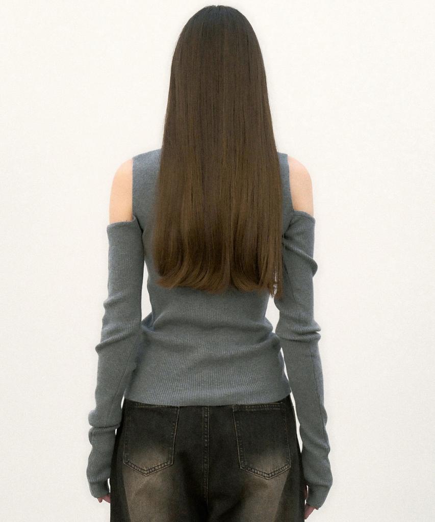Nigaennikol Nicole Warmer Ribbed Off Shoulder Knit_Deep Gray