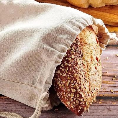 3/1 Stück Brotbeutel aus Leinen, große Kapazität, Kordelzug, Brotaufbewahrungsbeutel, waschbar, wiederverwendbar, Brotbeutel für Gebäck, Baguette-Organizer