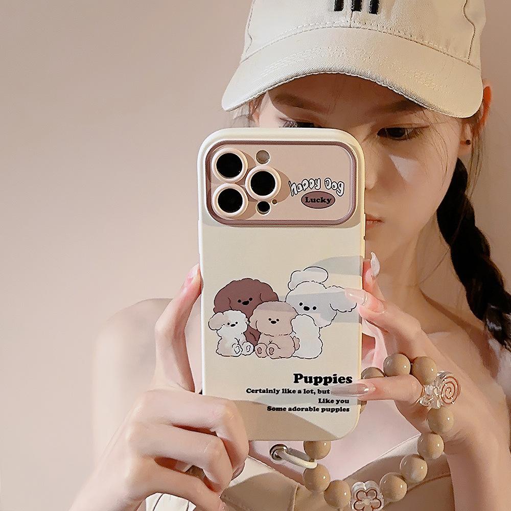 Retro Ins Dog-themed Phone Case Suitable for iPhone 17, Apple 15, 13 Pro Max, 11, XS, 16 with Bracelet, Soft and Cute