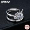 WOSTU Moissanite Bowknot Ear Clips Bow Wedding Stud Earrings For Women S925 Silver Lab Diamond Engagement Jewelry Birthday Gift