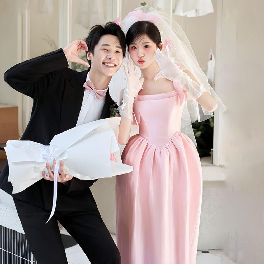 Soft Wedding Veils Pink Flower Bride Head Gauze Elegant Bridal Veil  Wedding Accessories