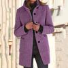 Women Overcoat Loose Solid Color Single-breasted Double Pocket Long Sleeves Keep Warm Buttons Mid Length Lady Autumn Coat for Work