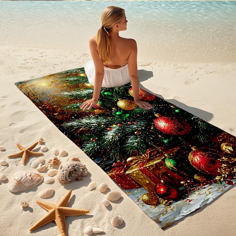 1Pc Christmas Tree Decorations Beach Towel Quick Dry Multiuse For Beach Pool Gym Yoga Home Travel Christmas Halloween Xmas Gift S161
