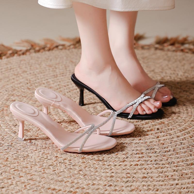 2025 Sandals Women's Shoes Summer High Heels Stiletto Elegant Party Stripper Fashion Sexy Gold Designer Women Sandals