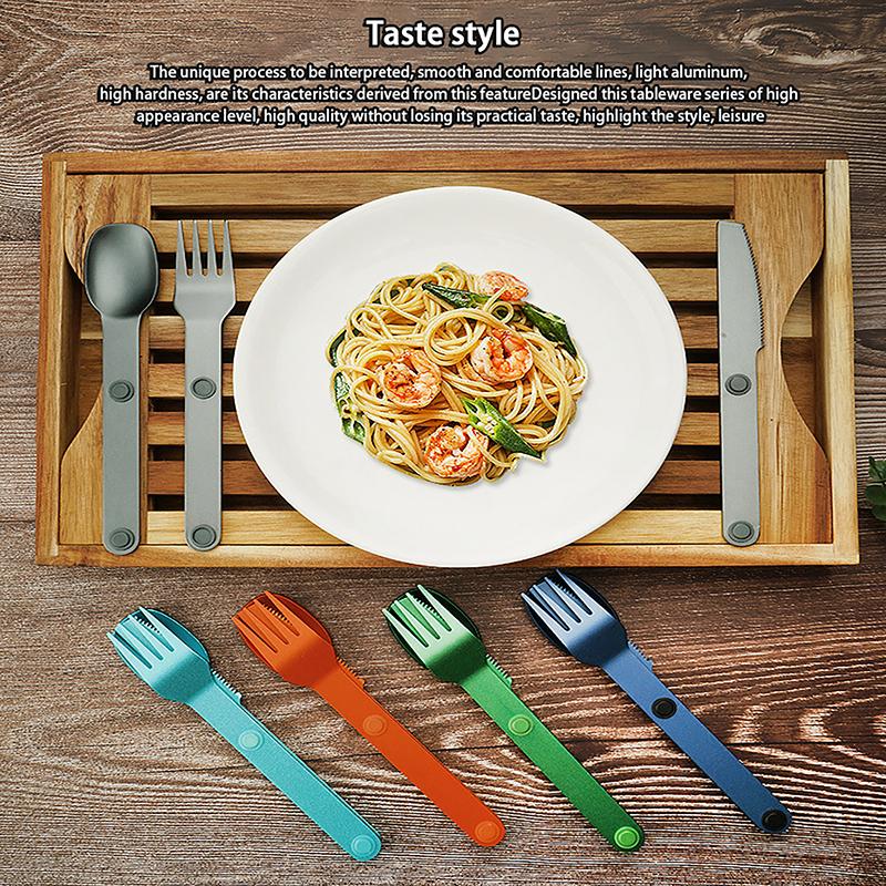 3Pcs Camping Utensils Set Connect Magnetic Knife Fork Spoon Flatware Portable Camping Cutlery Travel Carry Kits Parts