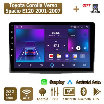 Autorádio Android Carplay pro Toyota Corolla Verso Spacio E120 2001-2007 Multimediální přehrávač Hlavní jednotka Stereo GPS Navigace BT WIFI 2+32GB