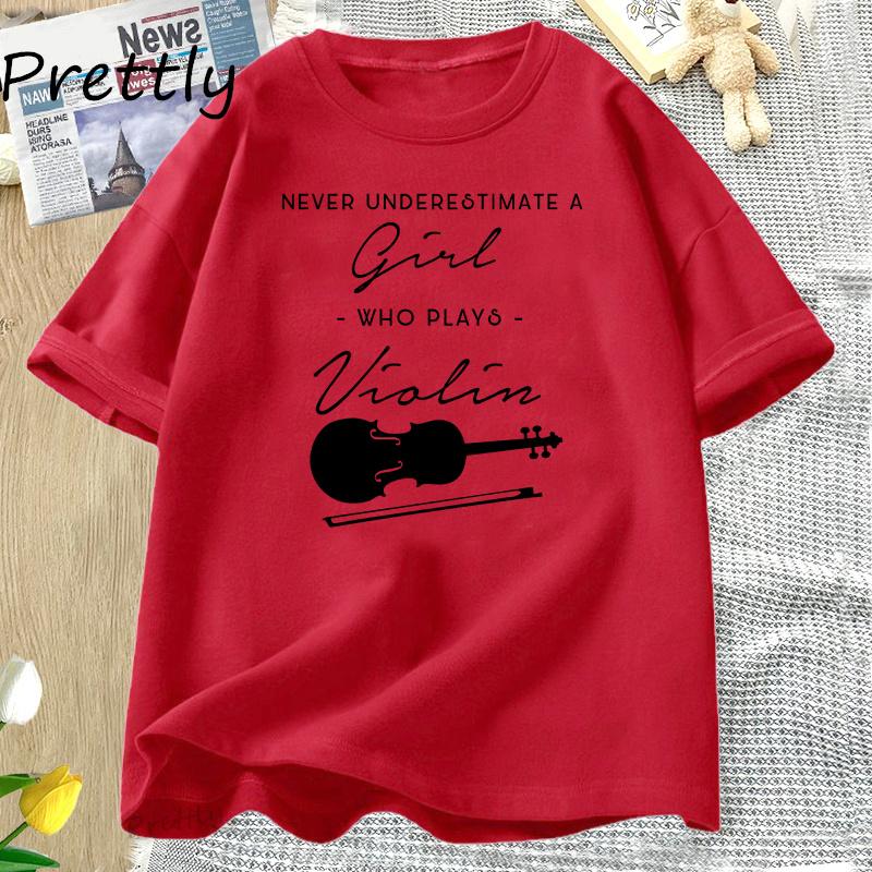 

Violin Music Teacher T Shirt Women Musician Graphic T Shirts Cotton Short Sleeve Round Neck Women Clothes Summer Clothes Tees S