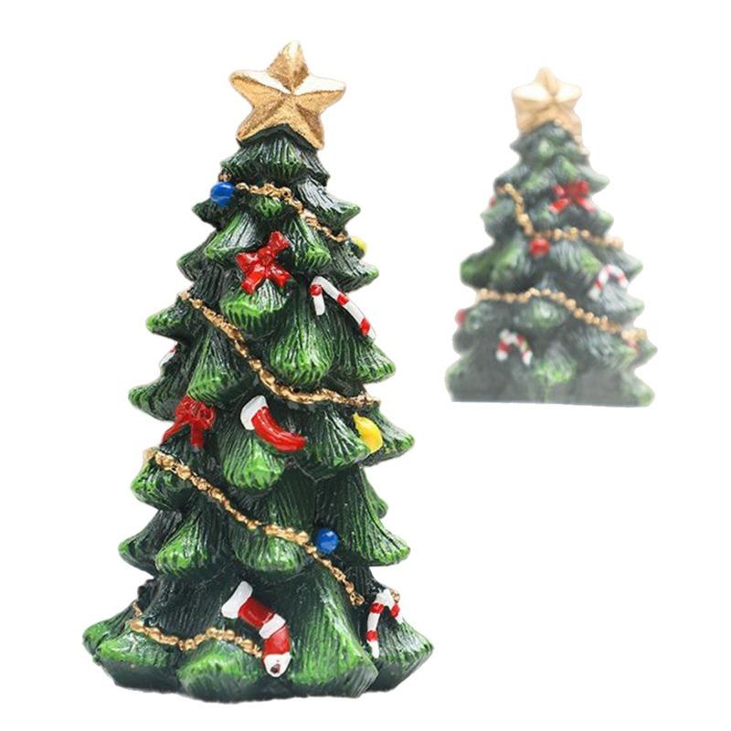 1Pcs Christmas Tree Ornaments Ins European Resin Mini Desktop Living Room Party Atmosphere Cute and Exquisite