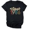 Camiseta De Aniversrio Vintage 1970 Feminina Top Grfico Preto Harajuku Festa De Aniversrio De Quarentena Streetwear Casual