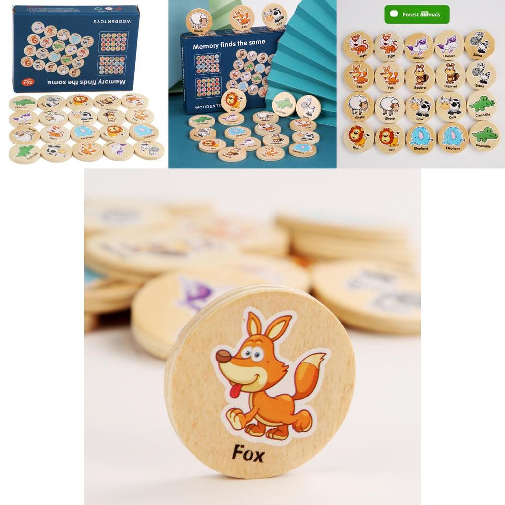 Wooden Educational Matching Puzzle For Children With Forest Animal Fruit Theme For Early Learning