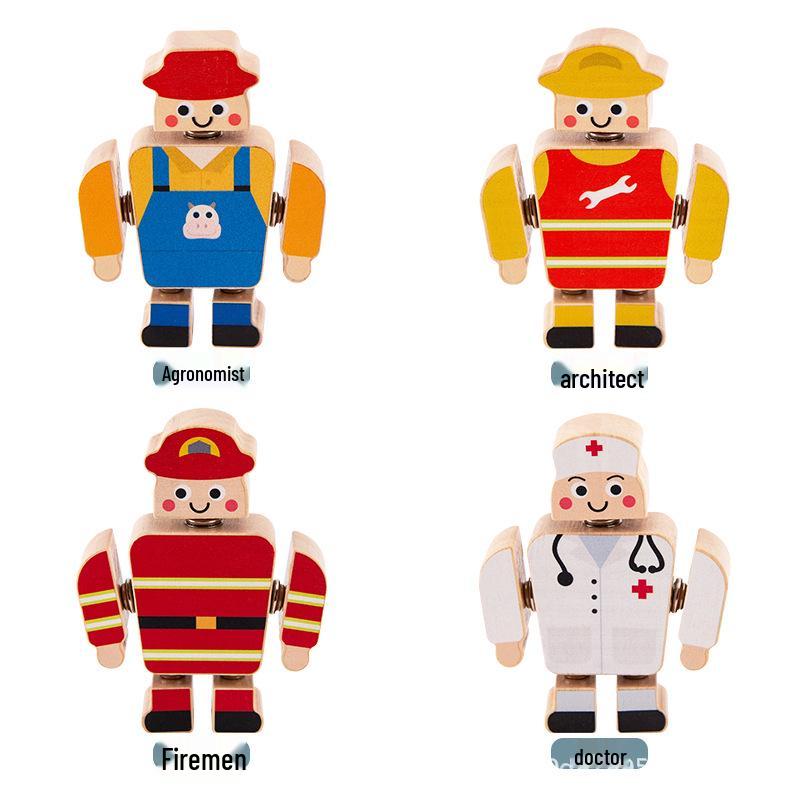 3D Wooden Robot Building Blocks - Educational Toy for Creative Thinking and Early Learning