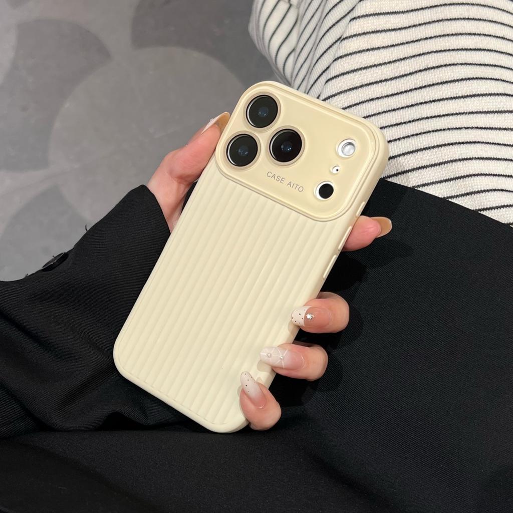 Corrugated Stripe Pattern Large Window Phone Case For For Iphone 17 Pro Max 17 16 1 14 13 12 Camera Protect Shockproof Matte Cover
