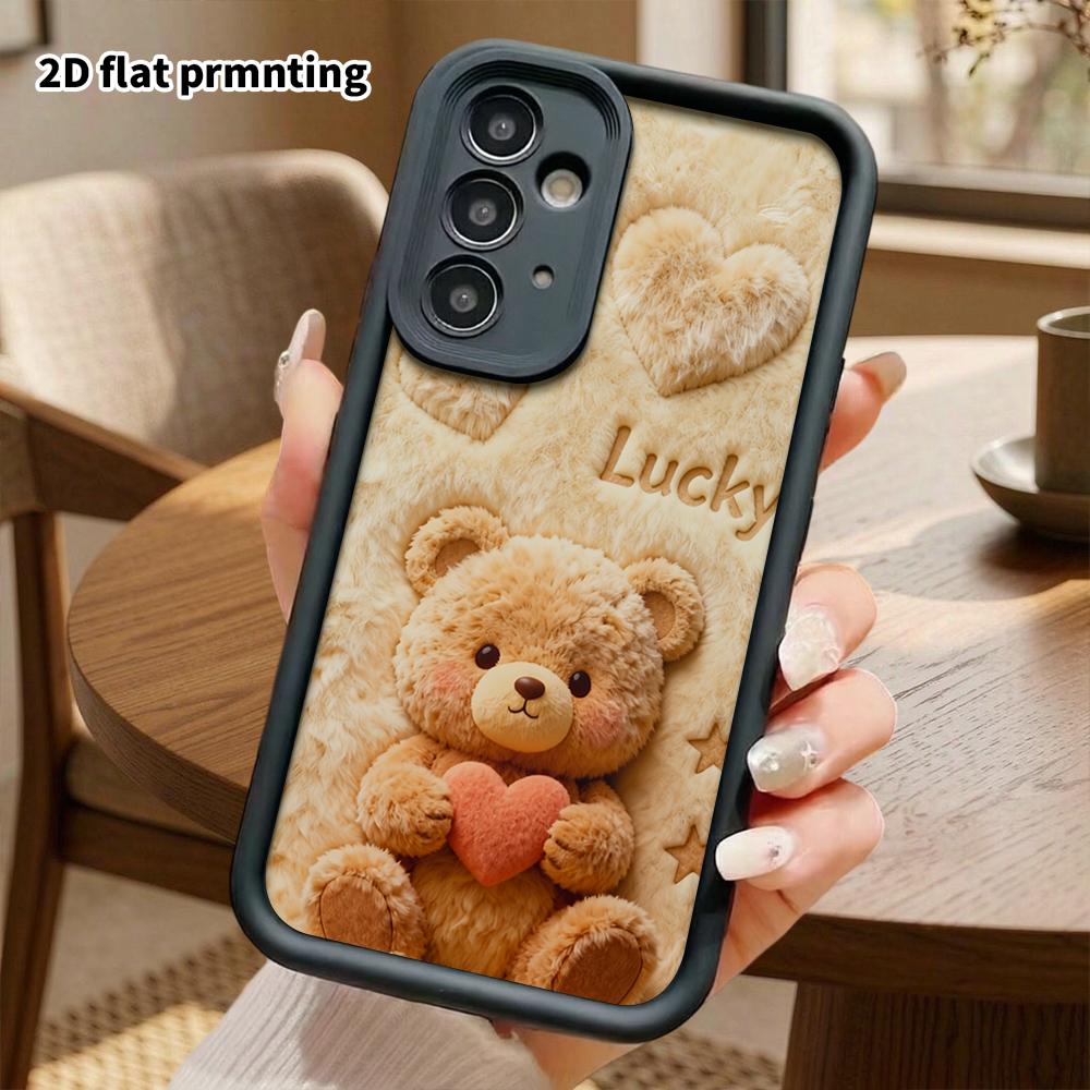 Phone Case: 2D Flat Samsung Galaxy A34 A35 M05 M06 S20 S22 S21 FE Plus 5G Step Protection Case, Lucky Bear, Christmas and Halloween Gift