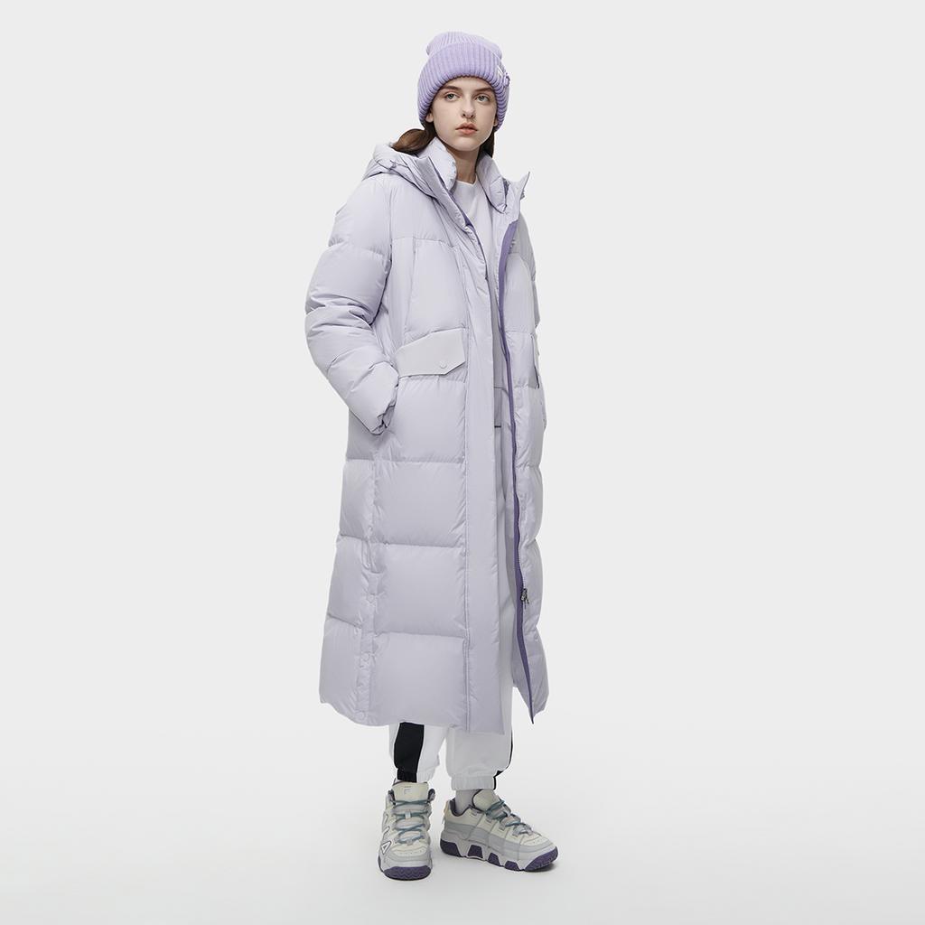 FILA Urban Tech Long Fashion Warm Hooded Coat Women Outerwear Lavender T11W341910F-PU