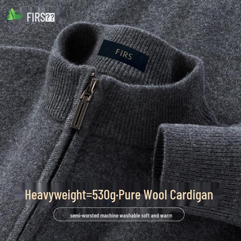 Shanshan Men's 100% Pure Wool Thick Knit Cardigan Sweater