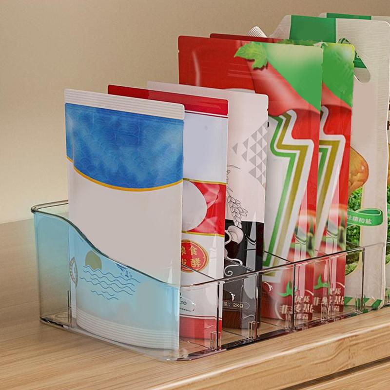 Large Capacity Spice Rack Transparent Divided Cosmetic Food Storage Box Countertop Spice Shelf Kitchen Pantry Cabinet Organizer