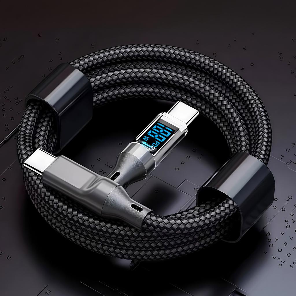 Digital Display Type C To C Cable PD Fast Charging USB C Data Cord Compatible with iPhone15 16 Samsung Huawei Tablet