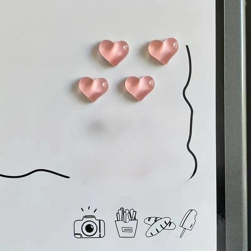 Transparent Heart Shaped Fridge Magnets 10pcs Simple Stylish Memo Board Stickers DIY Mini Home Fridge Decoration Accessories