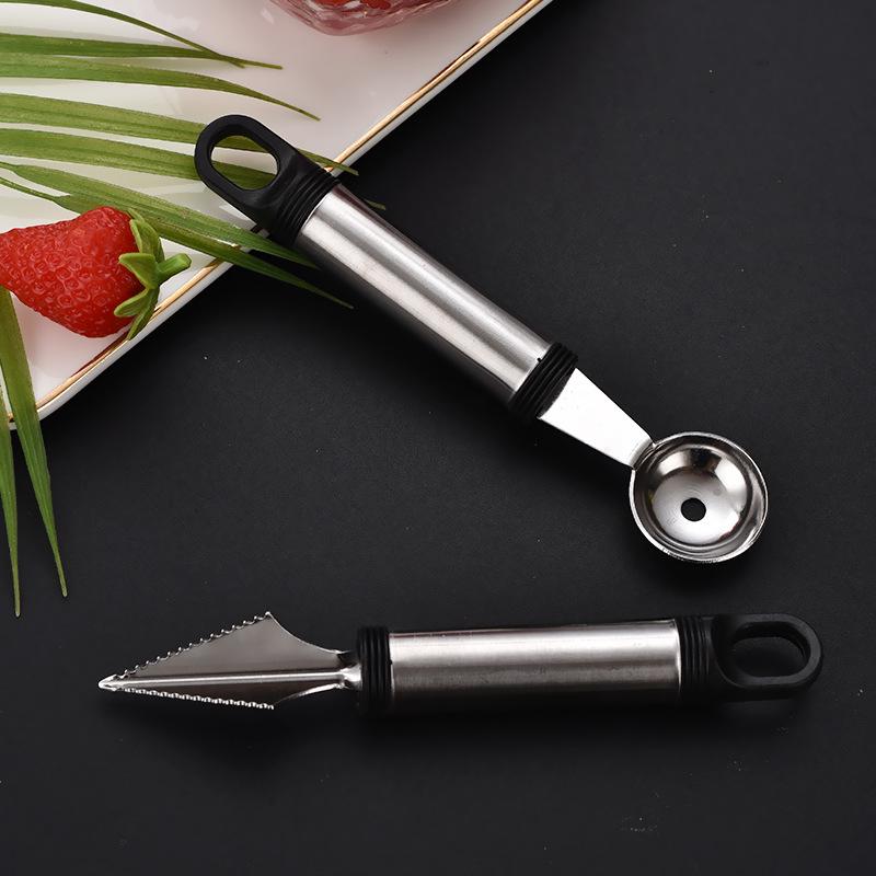 Stainless Steel Multifunctional Fruit Baller & Carving Knife with Round Handle